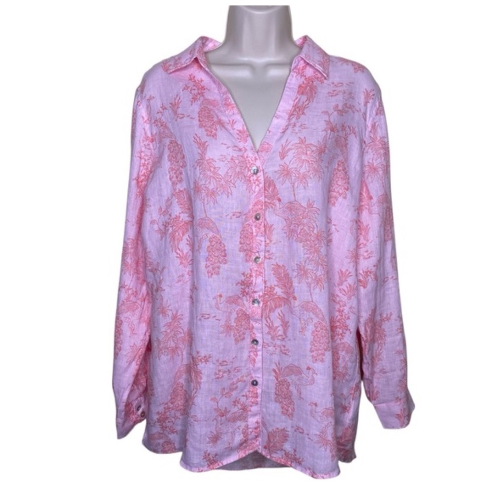 Cynthia Rowley Light Pink Botanical Print Shirt